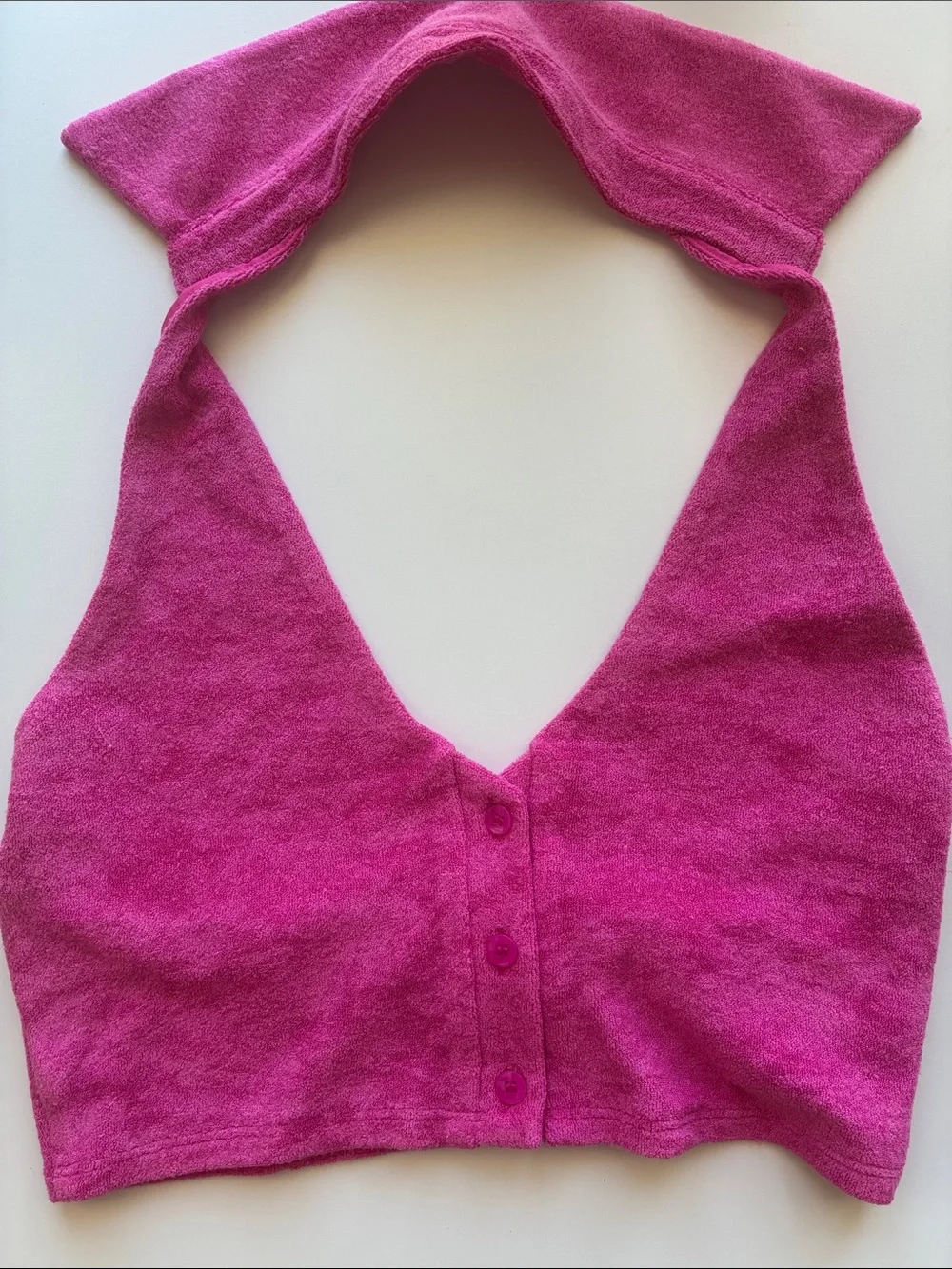 Hot Pink Two-Piece Halter Crop Top and Skirt - Picture 3 of 7